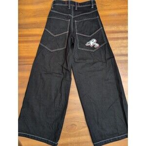 KIK WEAR SUPREME HIDDEN STASH POCKET 26" BLACK WIDE LEG PANTS 26x32 SUPER BLACK